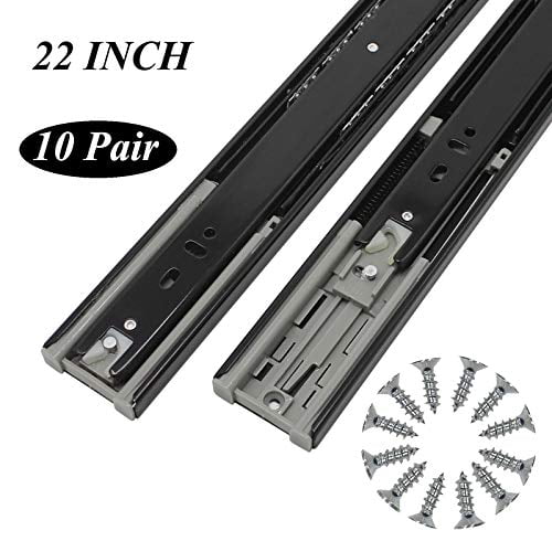 Gnova 10inch~60inch Drawer Runners Full Extension,53mm Wide,Ball Bearing Slide,Strong Durable,with Lock,1 Pair 